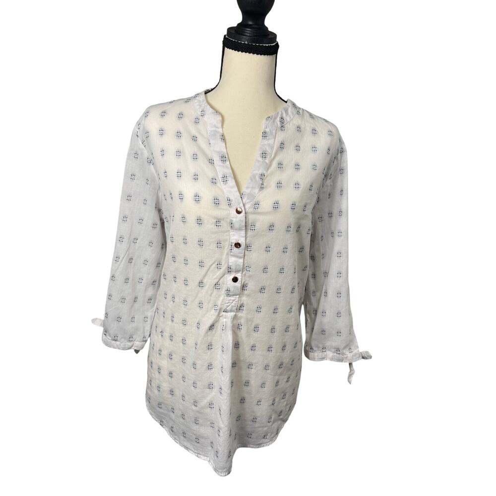 Ivanka Trump Lightweight Summer Diamond Print Classy Blouse LG